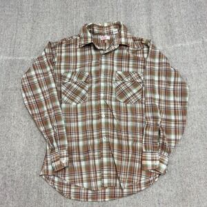 Vintage Levi's Plaid Button Up Shirt Mens Medium Brown 80s Western USA